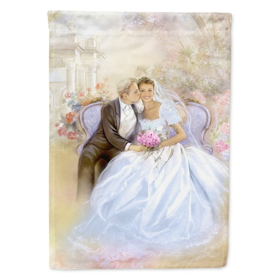 Carolines Treasures APH8292GF Wedding Couple Kiss Flag Garden Size Small multicolor