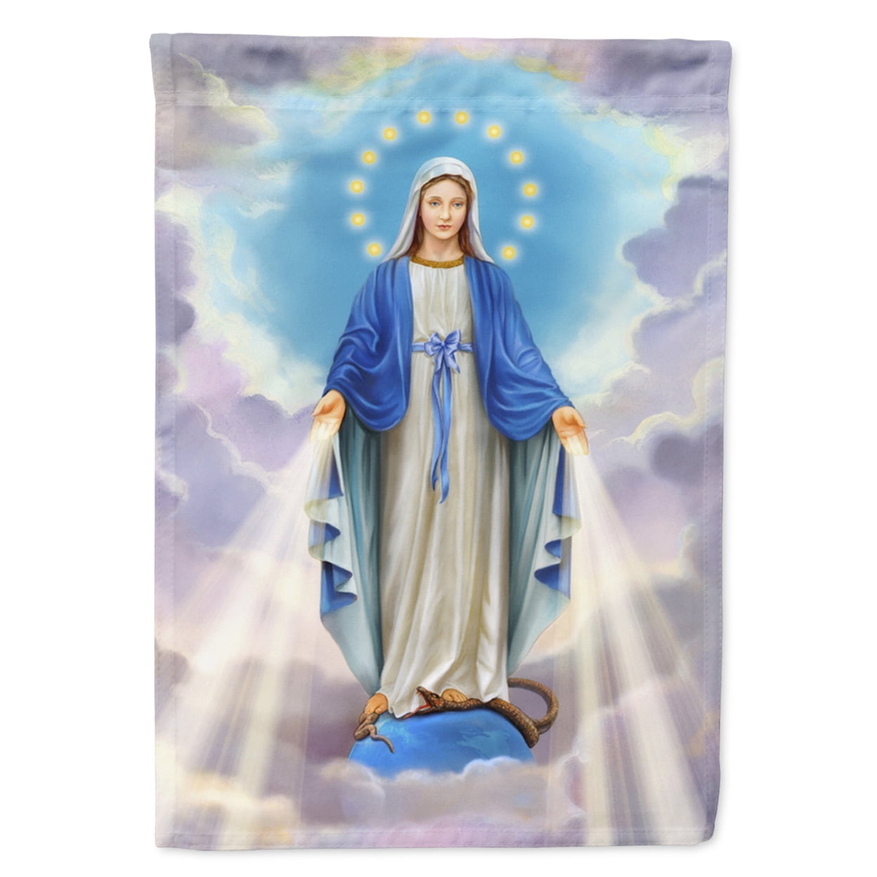 Multicolor Polyester Religious Blessed Virgin Mother Mary Garden Flag