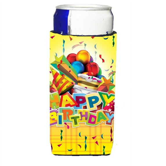 Carolines Treasures APH8873MUK Happy Birthday Party Michelob Ultra beverage insulators for slim cans Slim Can