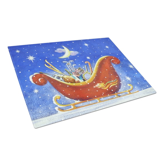 Carolines Treasures ARA0143LCB Christmas Santas Sleigh by Roy Avis Glass Cutting Board Large, 12H x 16W, multicolor