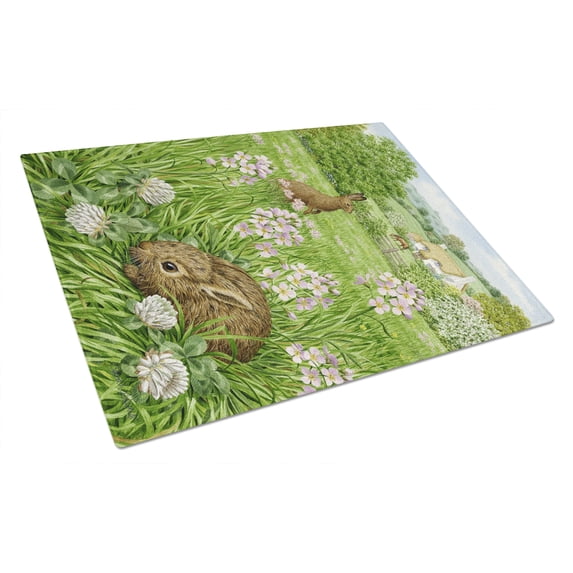 Carolines Treasures ASA2026LCB Leveret and Momma Rabbit Glass Cutting Board Large , 12H x 16W, multicolor
