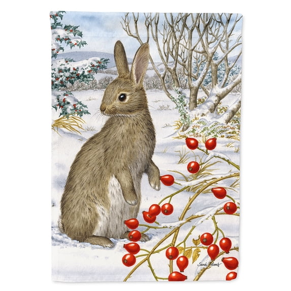 Rabbit with Berries Flag Canvas House Size