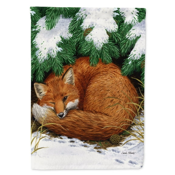 Carolines Treasures ASA2044GF Fox Nap Time Flag Garden Size Small multicolor