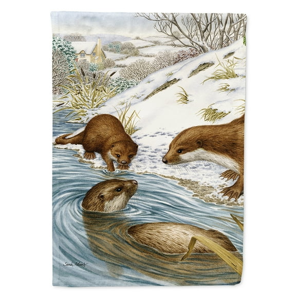 Carolines Treasures ASA2049CHF Otter at Play Flag Canvas House Size Large multicolor