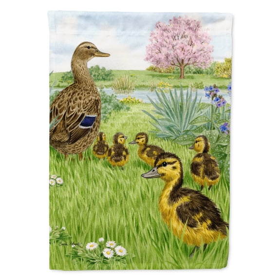 Carolines Treasures ASA2105GF Female Mallard Duck and Ducklings Flag Garden Size Small multicolor