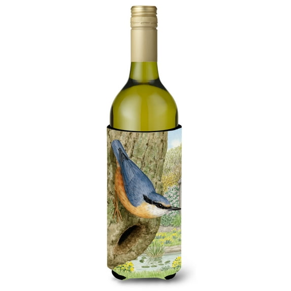 Carolines Treasures ASA2108LITERK Red-breasted Nuthatch Wine Bottle Beverage Insulator Hugger Wine Bottle multicolor