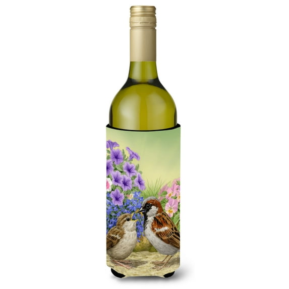 Carolines Treasures ASA2112LITERK House Sparrows Wine Bottle Beverage Insulator Hugger  Wine Bottle multicolor