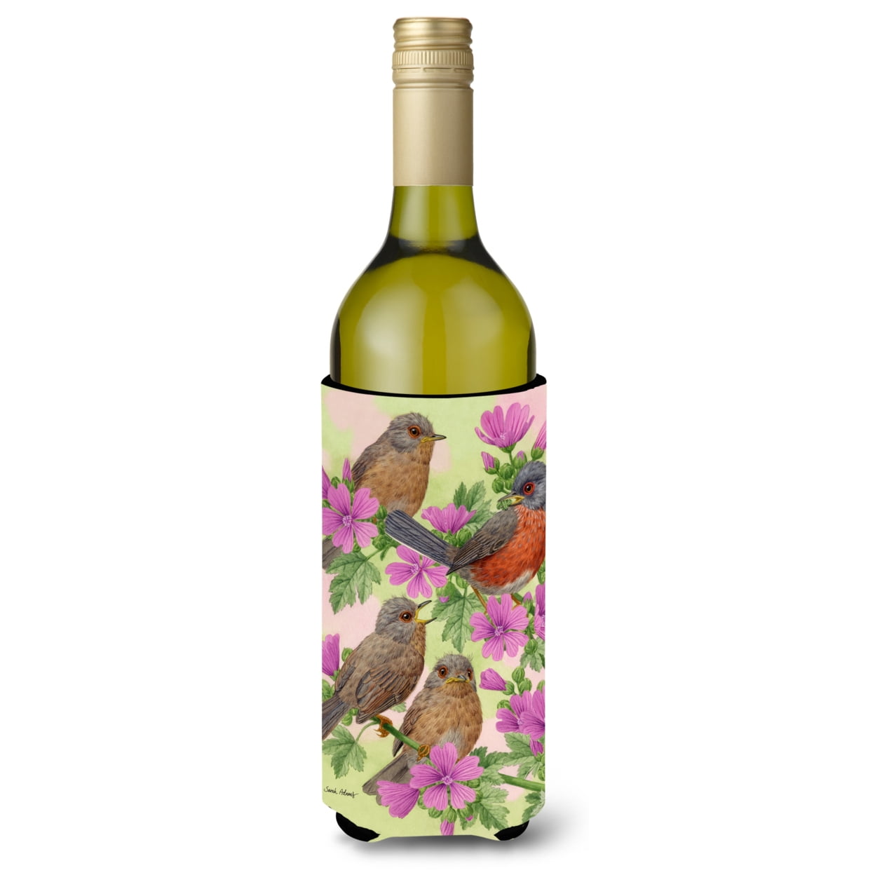 Caroline'S Treasures Rabbit With Berries Wine Bottle Beverage Insulator Hugger - Thumbnail 2