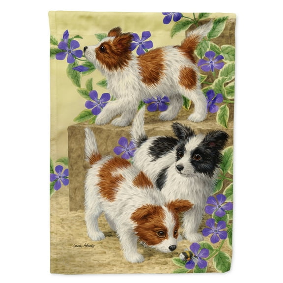 Carolines Treasures ASA2129GF Papillon Pups Flag Garden Size  Small multicolor