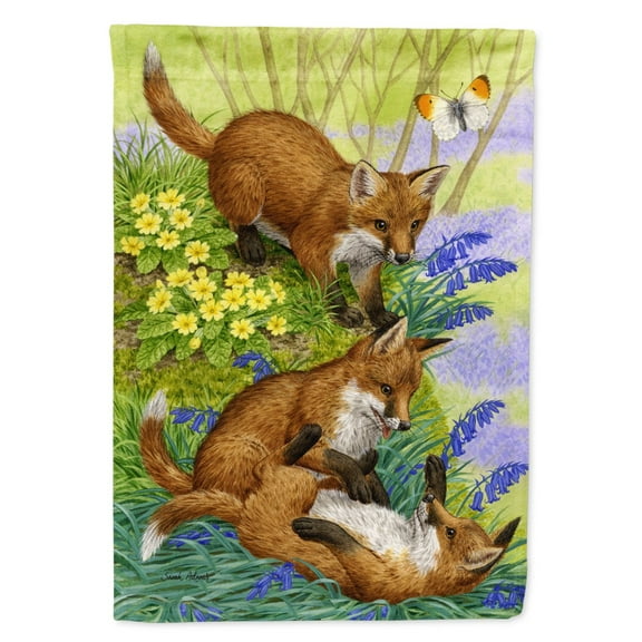 Carolines Treasures ASA2131GF Fox Cubs Flag Garden Size Small multicolor