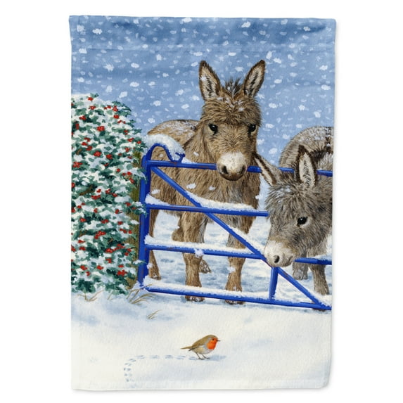 Carolines Treasures ASA2159GF Donkeys and Robin Flag Garden Size  Small multicolor