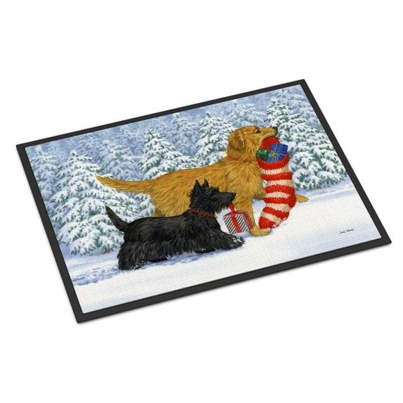 Carolines Treasures ASA2171MAT Golden Retriever Keep Up There Scottie! Door Mat Indoor Rug or Outdoor Welcome Mat 18x27