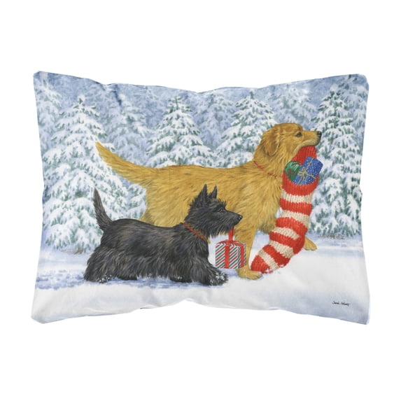 Carolines Treasures ASA2171PW1216 Golden Retriever Keep Up There- Scottie Fabric Decorative Pillow
