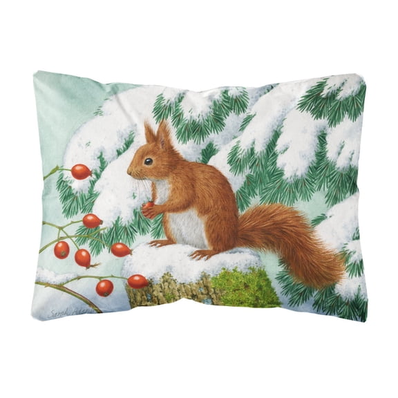 Carolines Treasures ASA2172PW1216 Winter Red Squirrel Fabric Decorative Pillow