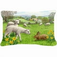thumbnail image 1 of Carolines Treasures ASA2179PW1216 Lambs Sheep and Rabbit Hare Fabric Decorative Pillow 12H x16W multicolor, 1 of 3