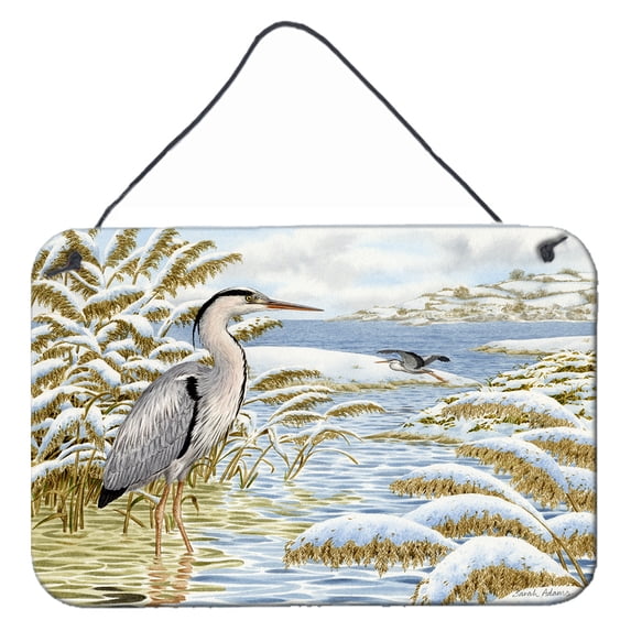 Carolines Treasures ASA2191DS812 Blue Heron by the Water Wall or Door Hanging Prints 8x12 multicolor