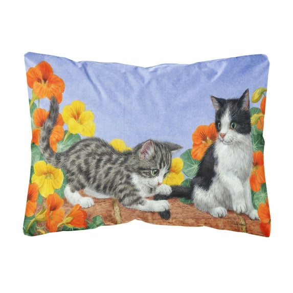 Carolines Treasures ASA2201PW1216 Kittens on Wall Fabric Decorative Pillow 12H x16W multicolor