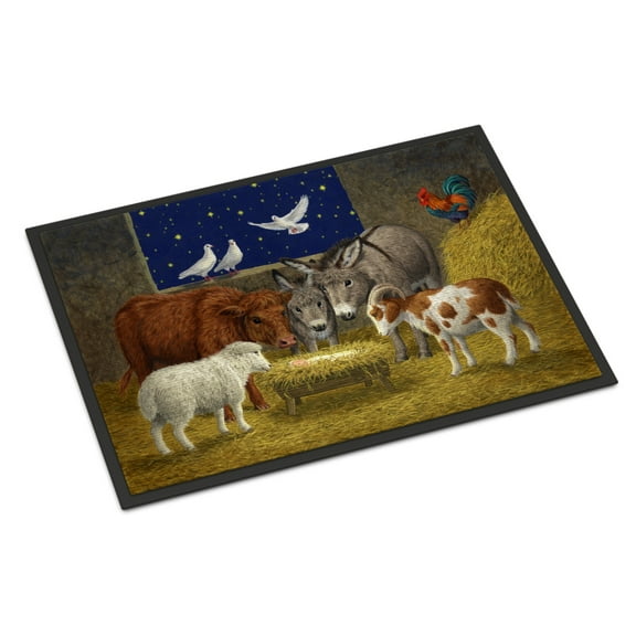 Carolines Treasures ASA2205MAT Animals at Crib Nativity Christmas Scene Door Mat Indoor Rug or Outdoor Welcome Mat 18x27