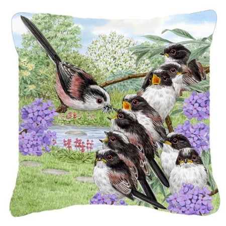 Carolines Treasures ASAD0690PW1414 Long Tailed Tits by Sarah Adams Canvas Decorative Pillow