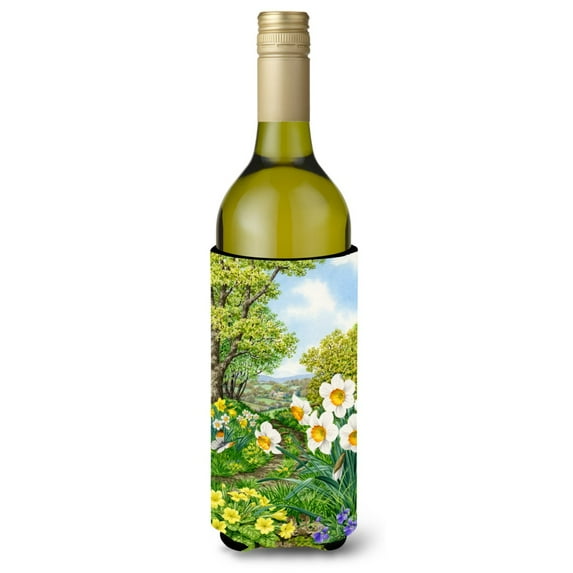 Carolines Treasures ASAD778LITERK Spring Flowers by Sarah Adams Wine Bottle Beverage Insulator Hugger Wine Bottle