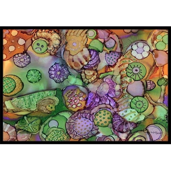 Carolines Treasures Abstract in Purple Green & Orange Indoor or Outdoor Mat 18 x 27 in.