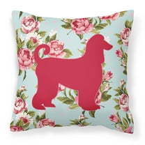 Afghan Hound Shabby Chic Blue Roses Canvas Fabric Decorative Pillow BB1066