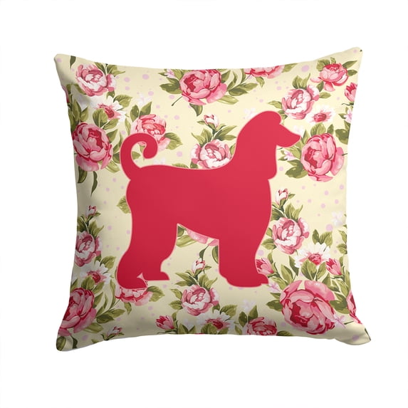 Afghan Hound Shabby Chic Yellow Roses Fabric Decorative Pillow BB1066-RS-YW-PW1414