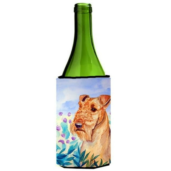 Carolines Treasures Airedale Terrier In Flowers Wine Bottle Hugger - 24 oz.