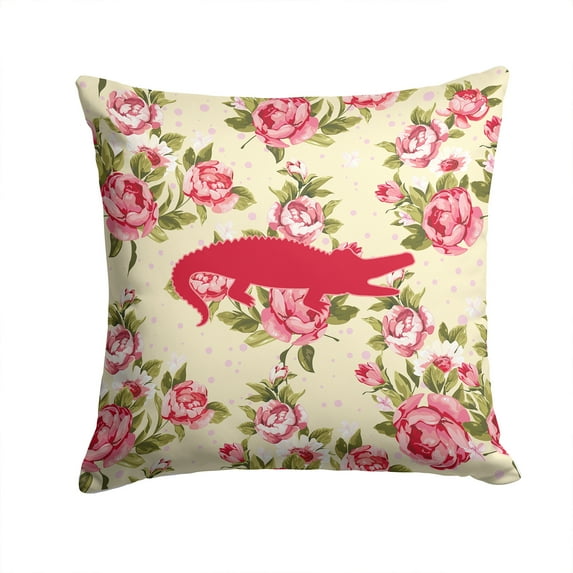 Carolines Treasures Alligator Shabby Chic Yellow Roses Fabric Decorative Pillow 14Hx14W multicolor
