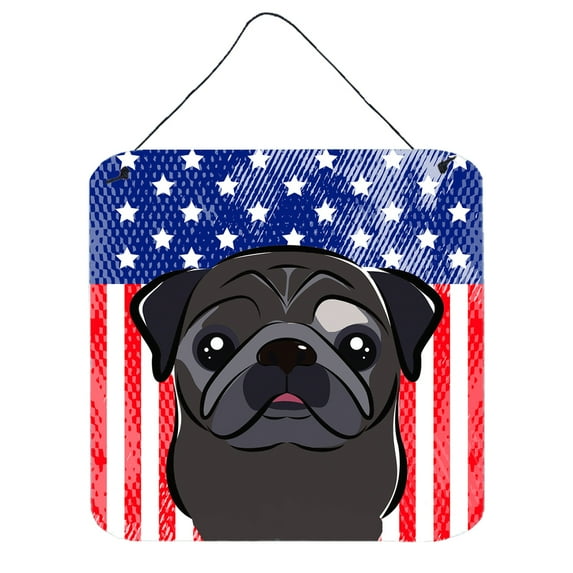 Carolines Treasures BB2193DS66 American Flag & Black Pug Wall or Door Hanging Prints