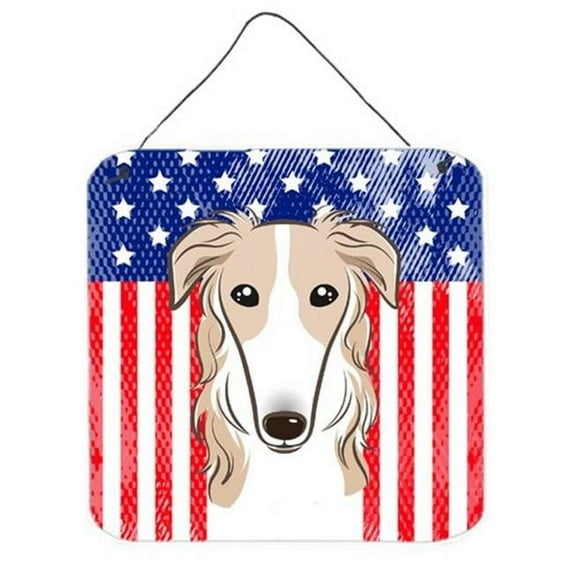 Caroline's Treasures BB2158DS66 American Flag and Borzoi Wall or Door Hanging Prints, 6x6, multicolor