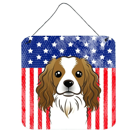 Carolines Treasures BB2154DS66 American Flag & Cavalier Spaniel Wall or Door Hanging Prints