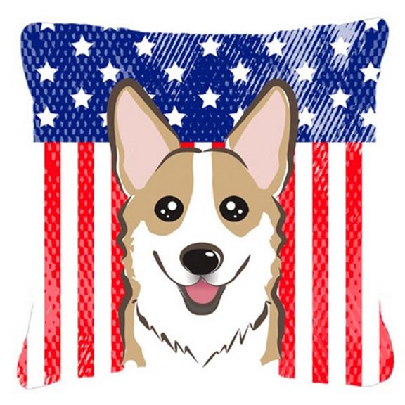 Carolines Treasures  American Flag & Sable Corgi Fabric Decorative Pillow - 18 x 3 x 18 in.