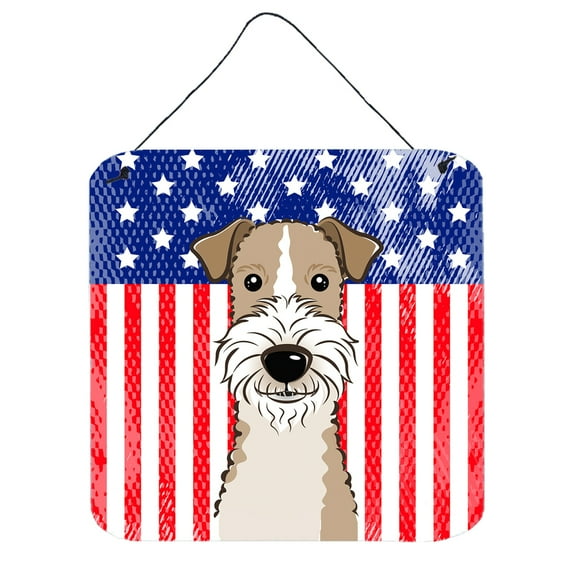 Carolines Treasures BB2177DS66 American Flag & Wire Haired Fox Terrier Wall or Door Hanging Prints