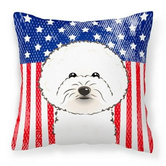 Flag and Bichon Frise Fabric Decorative Pillow BB2147PW1414
