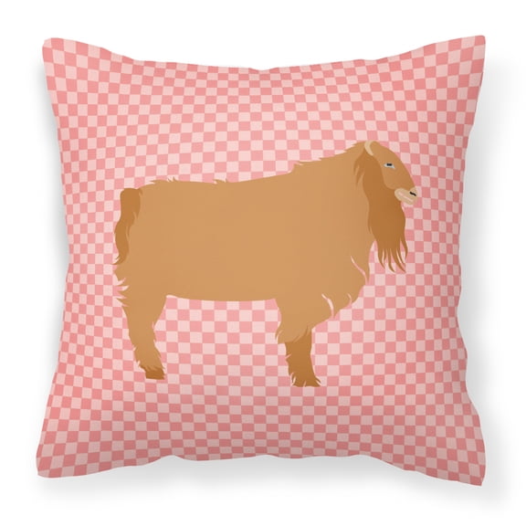 Carolines Treasures American Lamancha Goat Pink Check Fabric Decorative Pillow 14Hx14W multicolor