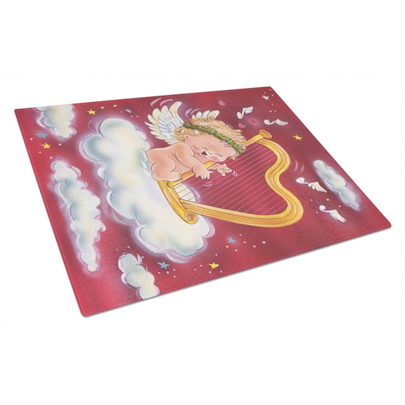 Carolines Treasures Angels with Harp Valentines Glass Cutting Board Large 12H x 16W multicolor
