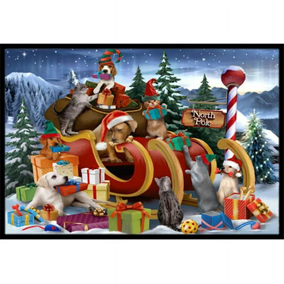 Carolines Treasures  Animals Opening Christmas Presents Indoor & Outdoor Mat- - 24 x 36 in.