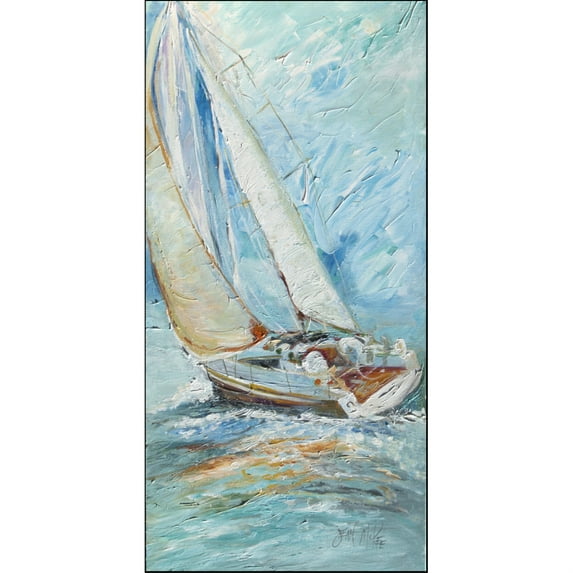 Carolines Treasures Aqua Boats Sailboats Floor Runner, 58hx28w, Multicolor