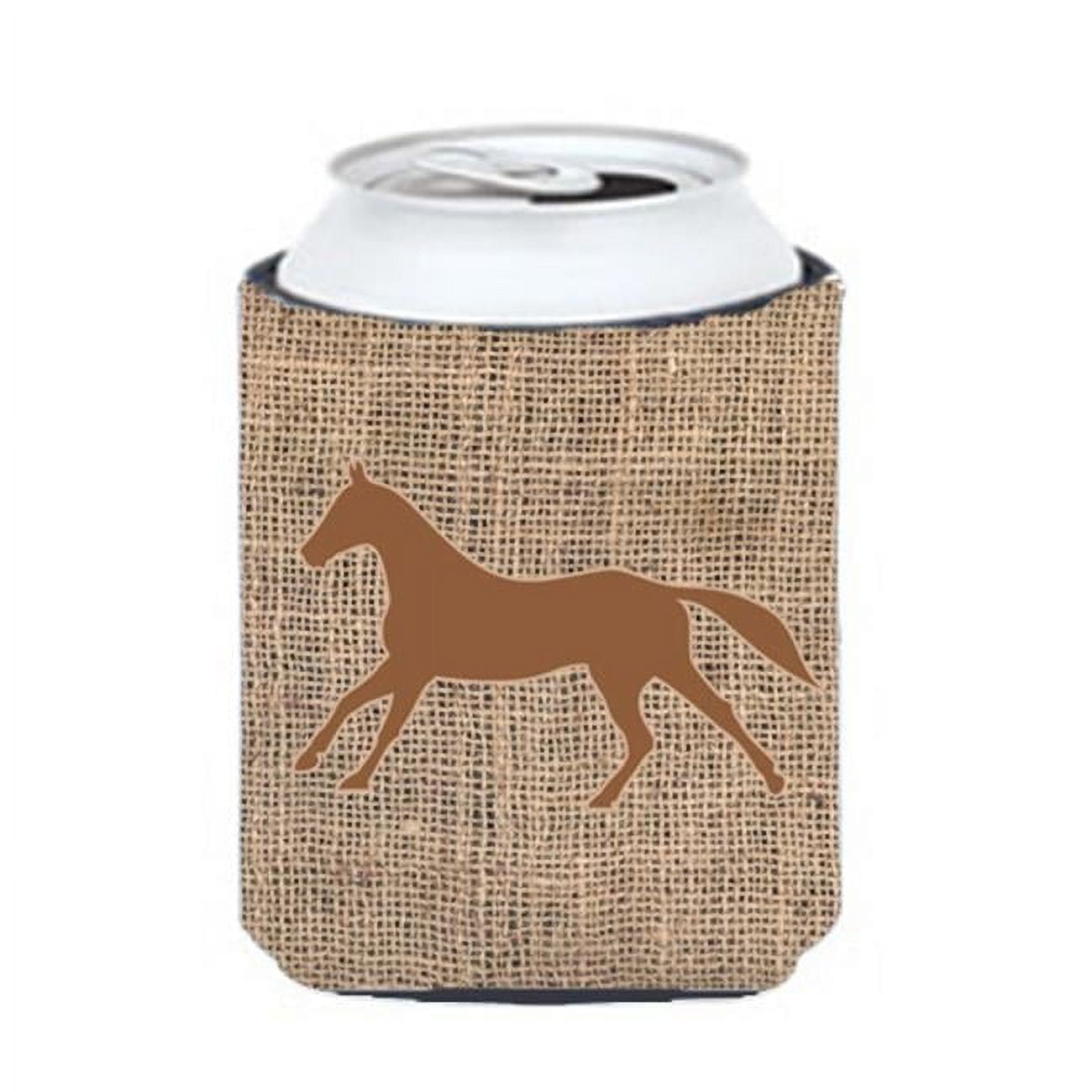 Carolines Treasures BB1003-BL-BN-CC Horse Burlap And Brown Can Or Bottle Hugger