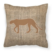 Carolines Treasures BB1004-BL-BN-PW1818 Leopard Burlap and Brown   Canvas Fabric Decorative Pillow BB1004 18H x18W