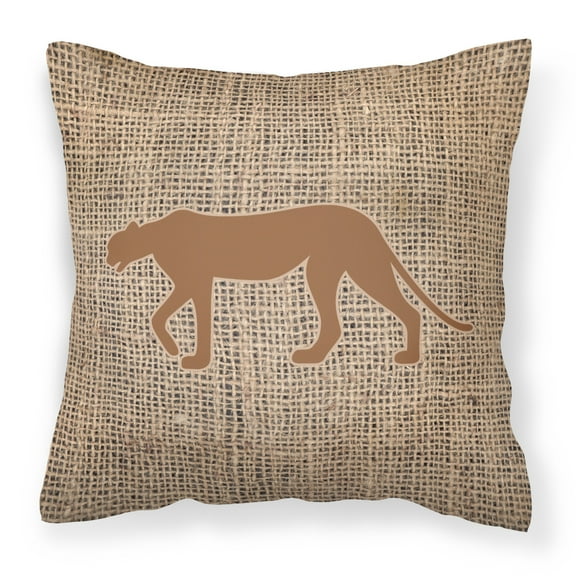 Carolines Treasures BB1004-BL-BN-PW1818 Leopard Burlap and Brown   Canvas Fabric Decorative Pillow BB1004 18H x18W