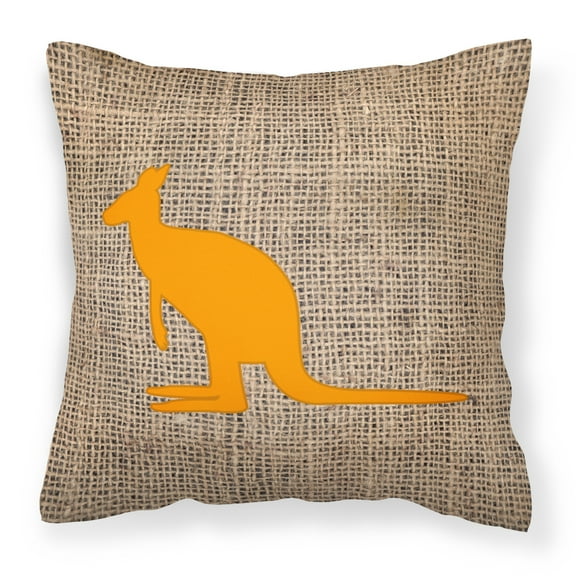 Carolines Treasures BB1008-BL-OR-PW1414 Kangaroo Burlap and Orange   Canvas Fabric Decorative Pillow BB1008 14Hx14W