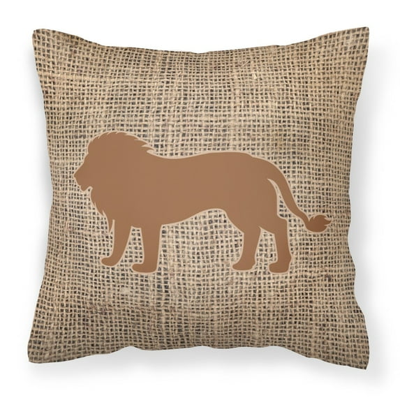 Carolines Treasures BB1009-BL-BN-PW1414 Lion Burlap and Brown Canvas Fabric Decorative Pillow BB1009 14Hx14W