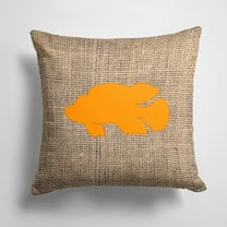 Carolines Treasures BB1013-BL-OR-PW1414 Fish - Tropical Fish Burlap and Orange   Canvas Fabric Decorative Pillow BB1013