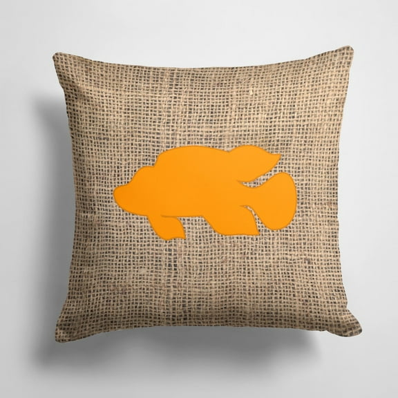 Carolines Treasures BB1013-BL-OR-PW1414 Fish - Tropical Fish Burlap and Orange   Canvas Fabric Decorative Pillow BB1013