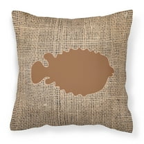 Carolines Treasures BB1016-BL-BN-PW1818 Fish - Blowfish Burlap and Brown   Canvas Fabric Decorative Pillow BB1016 18H
