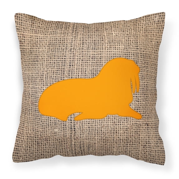 Carolines Treasures BB1017-BL-OR-PW1818 Walrus Burlap and Orange Canvas Fabric Decorative Pillow BB1017 18H x18W