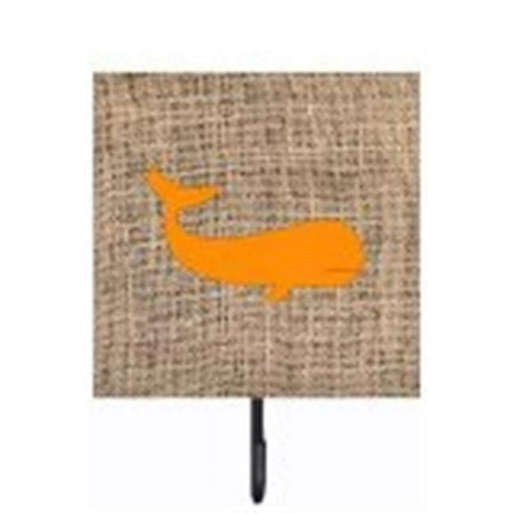 Carolines Treasures BB1021-BL-OR-SH4 Whale Burlap And Orange Leash Or Key Holder