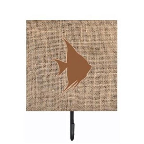 Carolines Treasures BB1022-BL-BN-SH4 Fish - Angel Fish Burlap and Brown Leash Or Key Holder